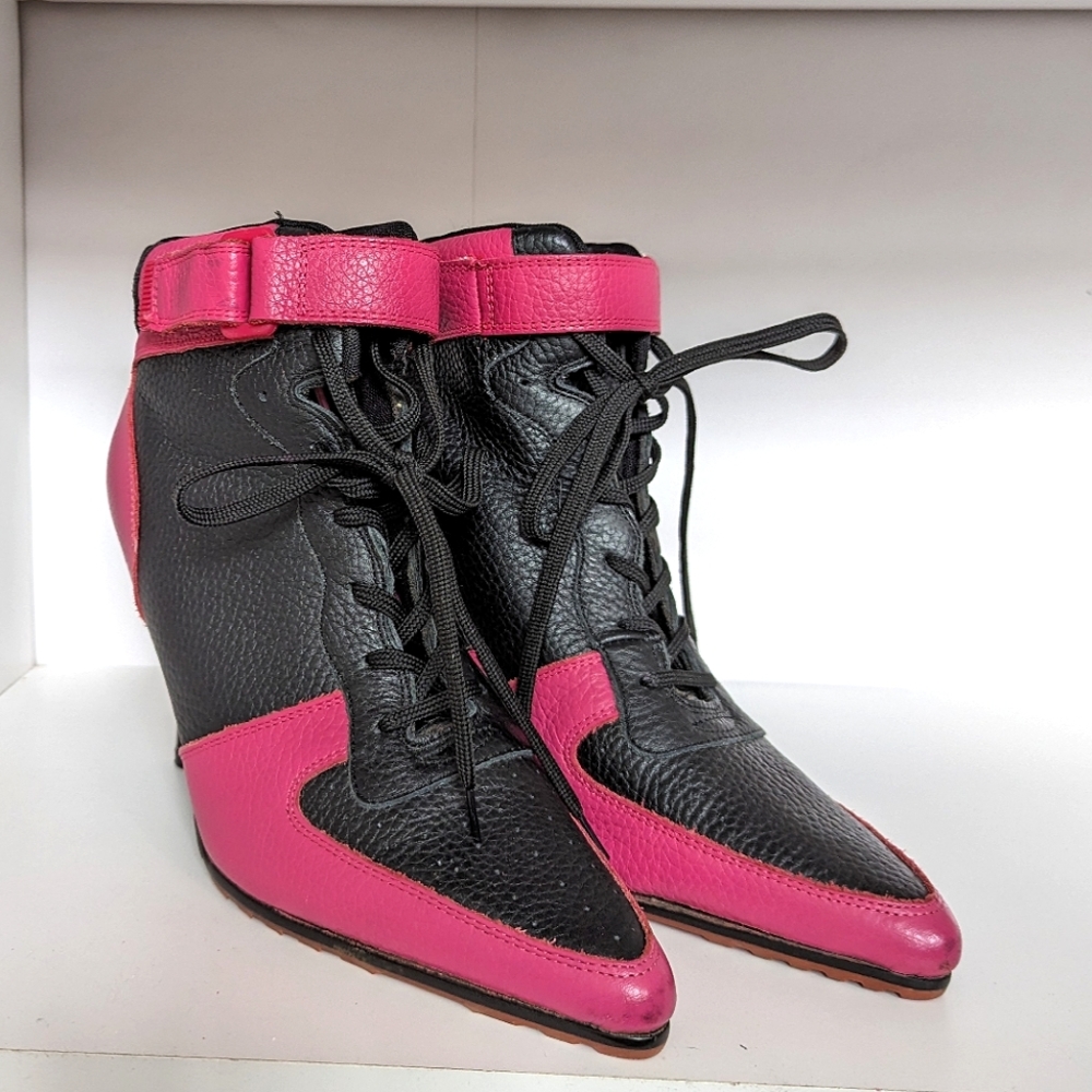 Vintage Heeled Sneaker Ankle Boots